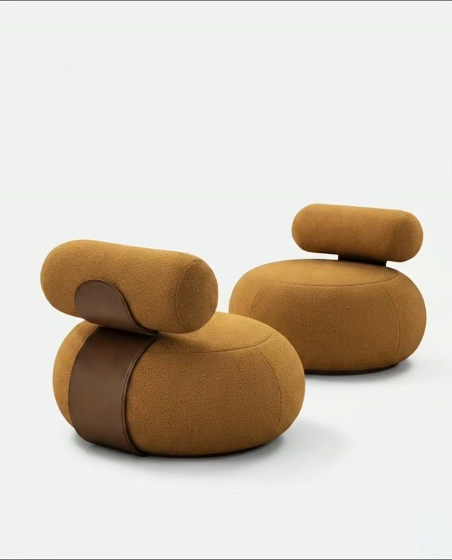 Mustard Boucle Armchair with Leather Straps