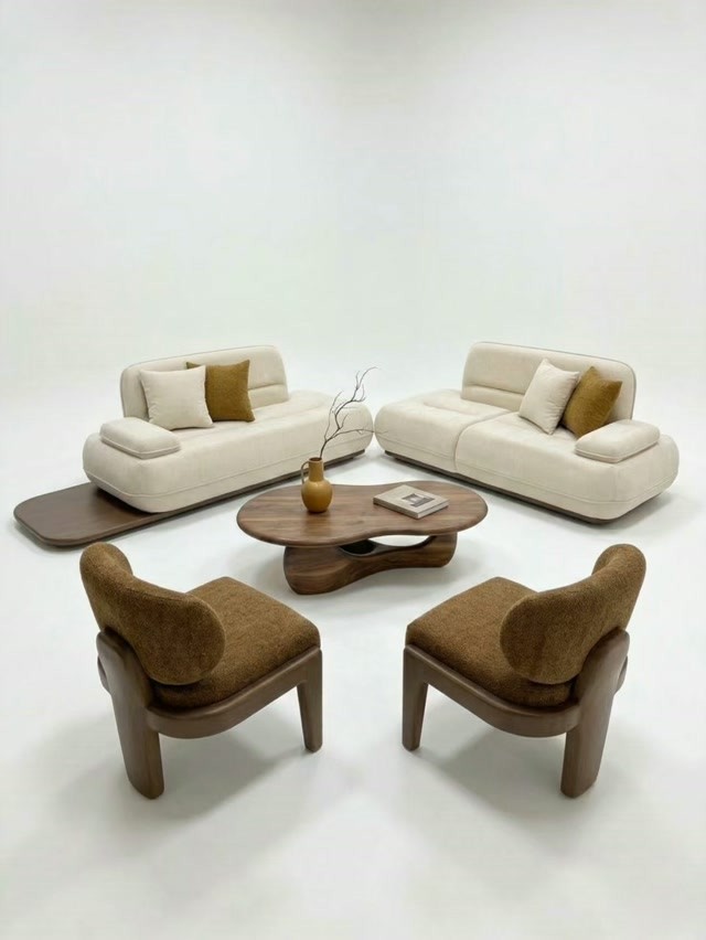 Cream Modular Sectional Living Set