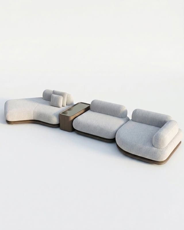 Light-Grey Boucle Modular Sofa with Chaise