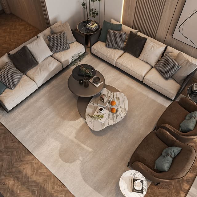 Beige L-Sectional Living Room (Design Render)
