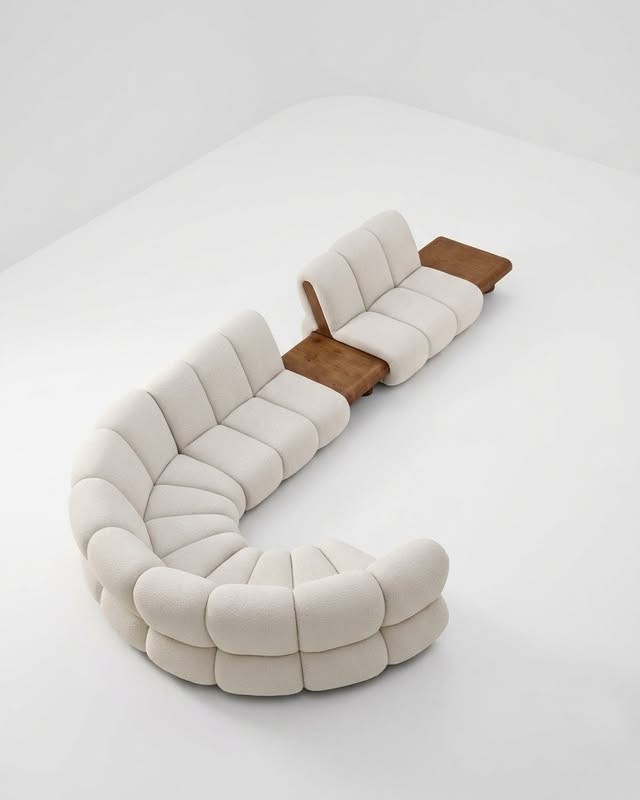 Cream Boucle C-Shape Puffy Modular Sectional