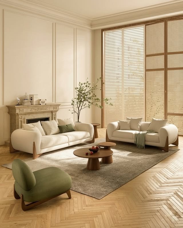 White Curved-Arm Sofa Pair Living Room