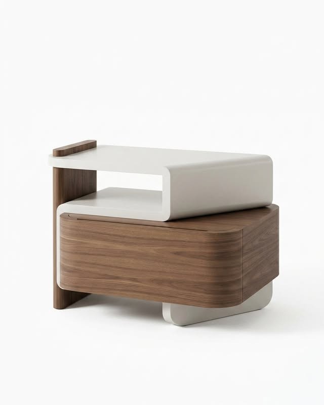 Two-Tone Curved Nightstand